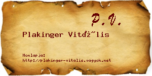 Plakinger Vitális névjegykártya